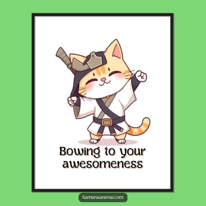Free Printable Cat Samurai Art - Funny Downloadable Decor for a Quirky Home