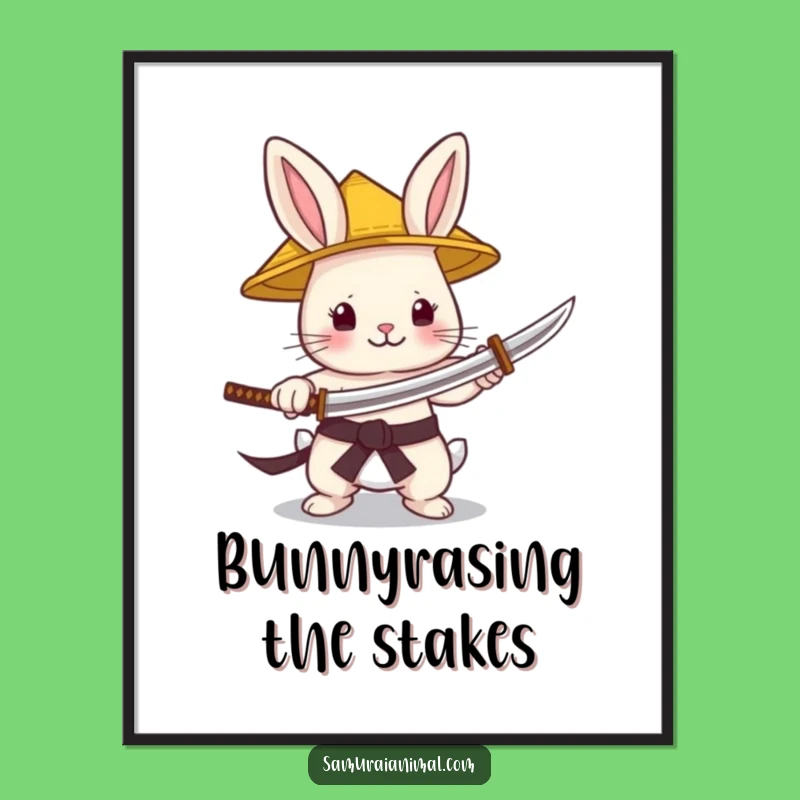 Funny Free Printable Wall Art: Samurai Bunny Warrior - Whimsical Downloadable Decor for a Playful Space!