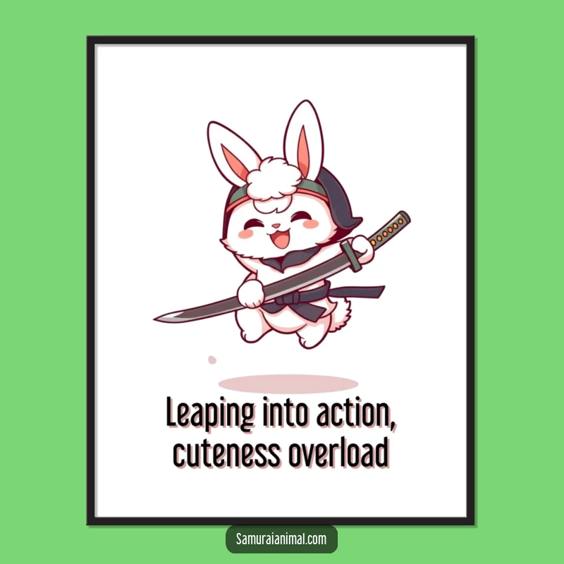 Bunny Warrior Free Printable Wall Art - Funny Cartoon Downloadable Decor