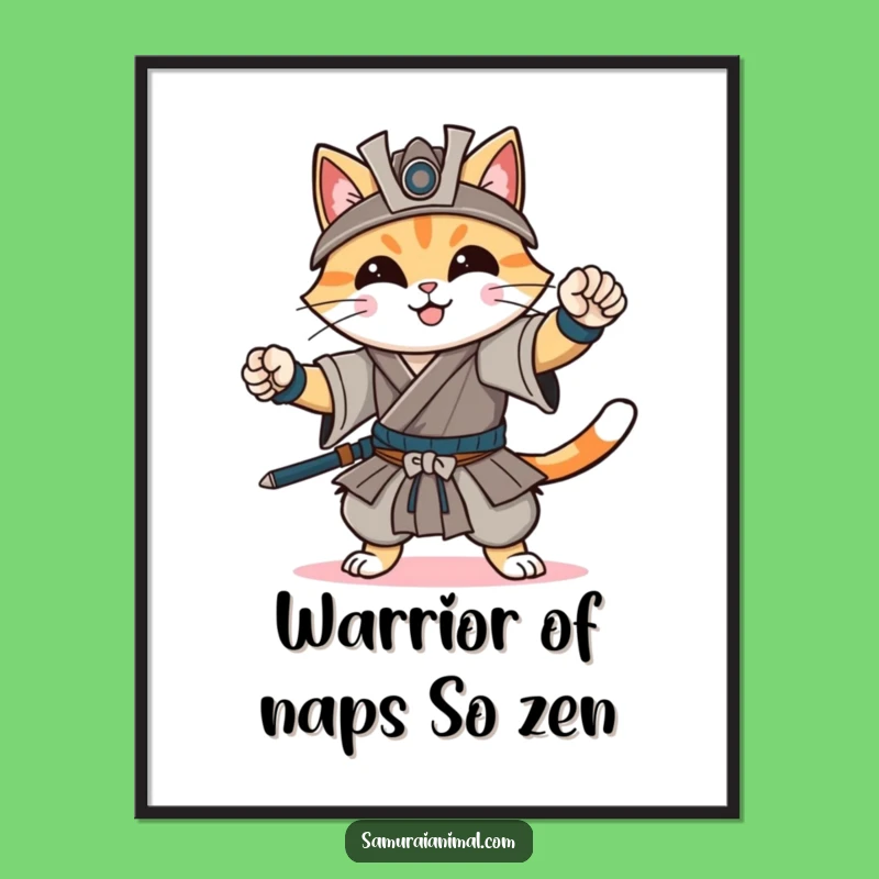 Free Printable Cat Wall Art: Samurai Cat Downloadable Art for Cool Spaces