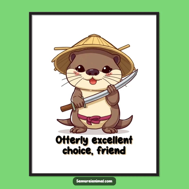 Funny Free Printable Wall Art: Brave Otter Katana Master, Downloadable Art