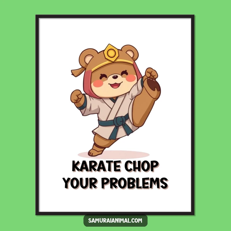 Free Printable Funny Samurai Bear Wall Art - Hilarious Downloadable Decor for Laughs