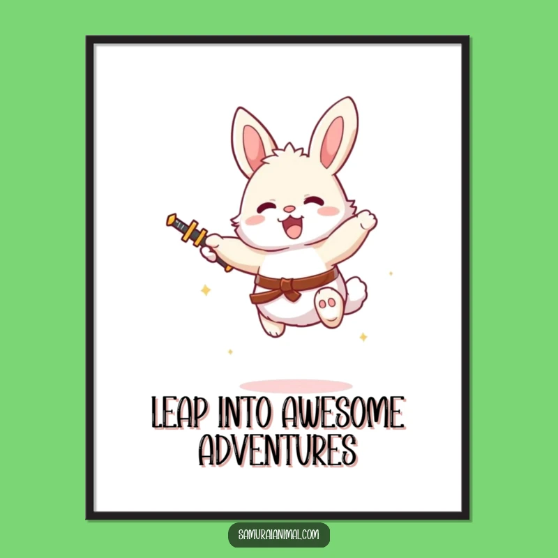 Funny Free Printable Wall Art: Joyful Bunny Leaping, Whimsical Downloadable Art