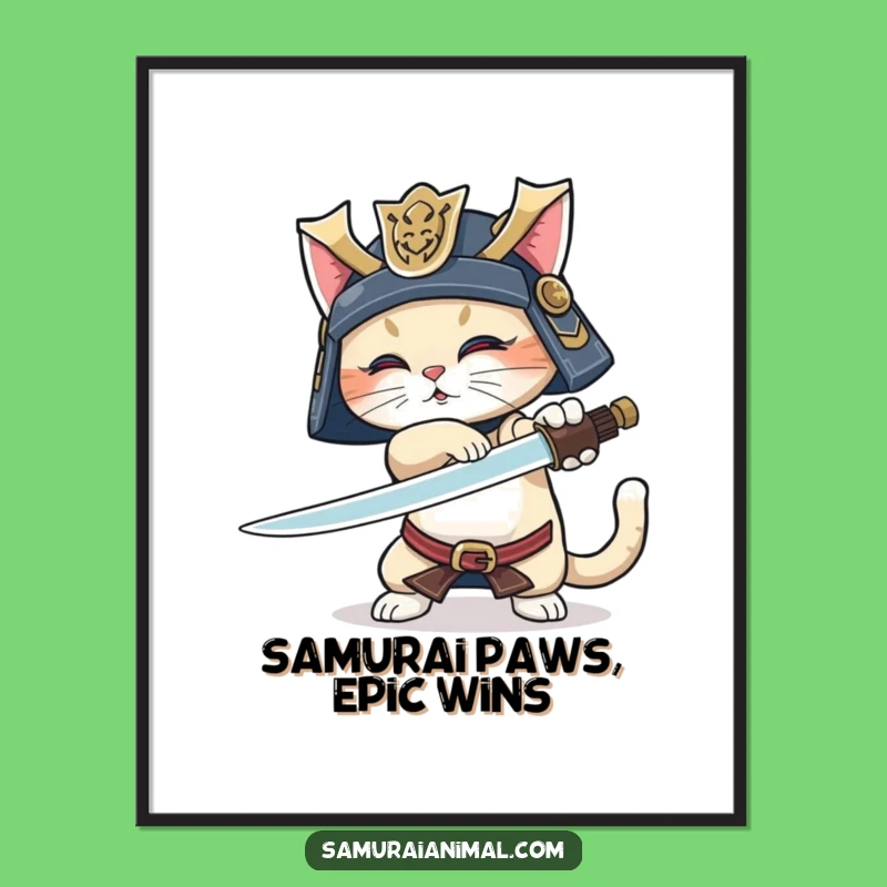 Funny Samurai Cat Printable Wall Art: Free Downloadable Art for Your Home