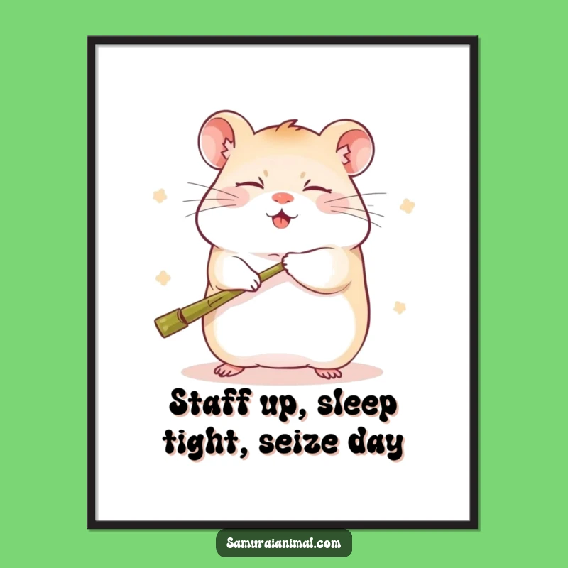 Free Printable Wall Art: Sleepy Hamster Ninja Master Funny Downloadable Art