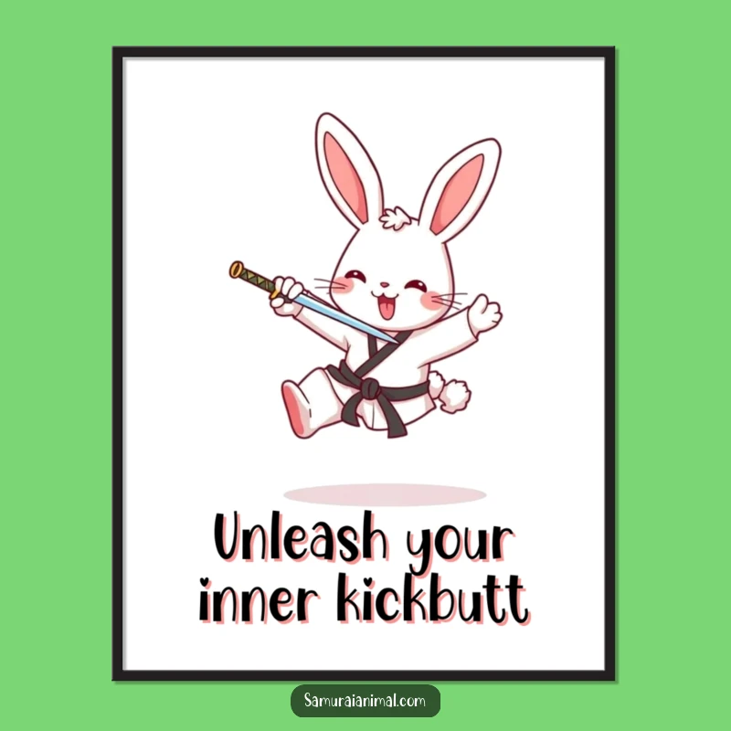 Free Printable Wall Art: Karate Bunny, Hilarious Home Decor Downloadable Gift