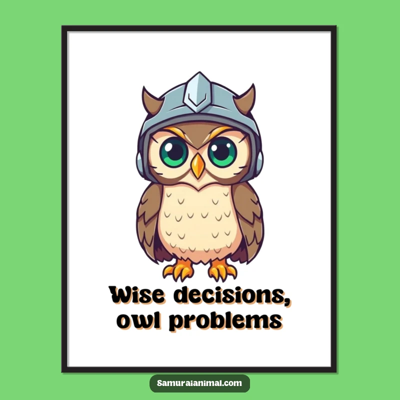 Free Printable Wall Art: Wise Owl Helmet Art - Downloadable Decor