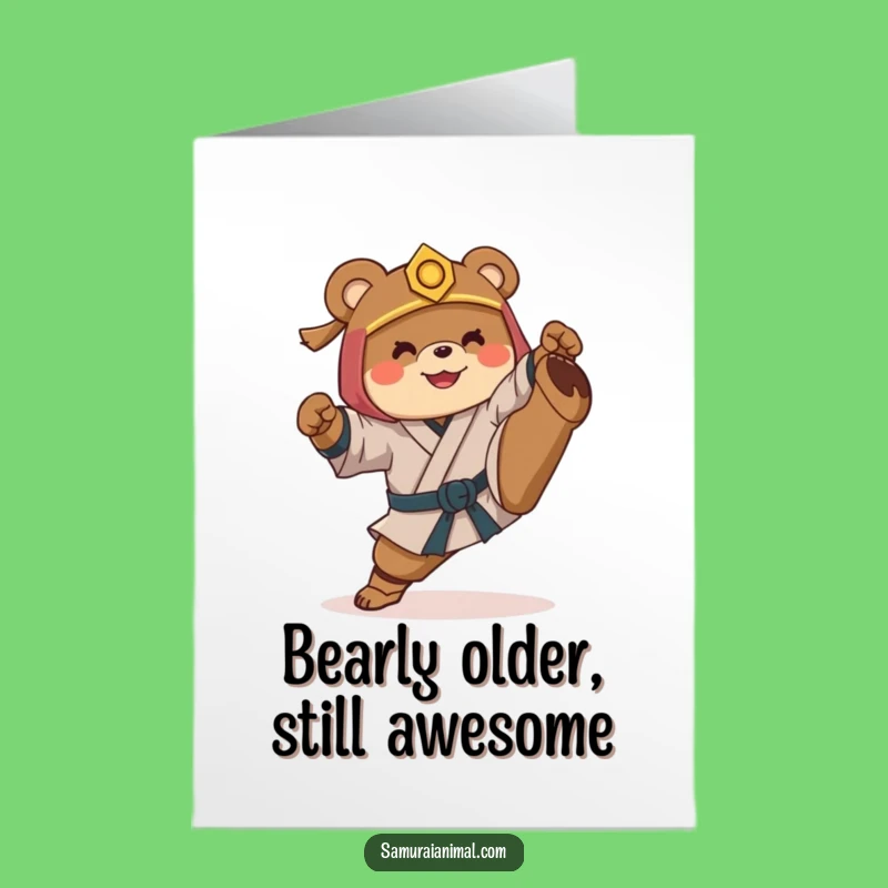 Free Printable Funny Samurai Bear Birthday Card - Hilarious Downloadable Gift for Laughs