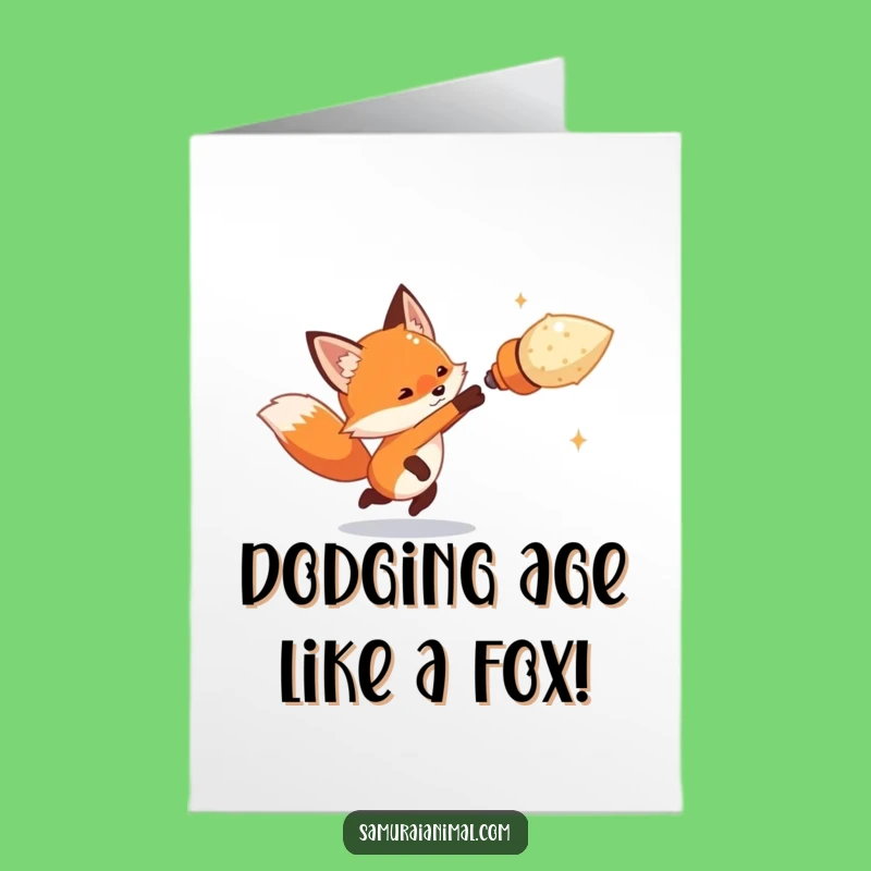Free Printable Birthday Card: Dodging Fox - Funny Downloadable Gift
