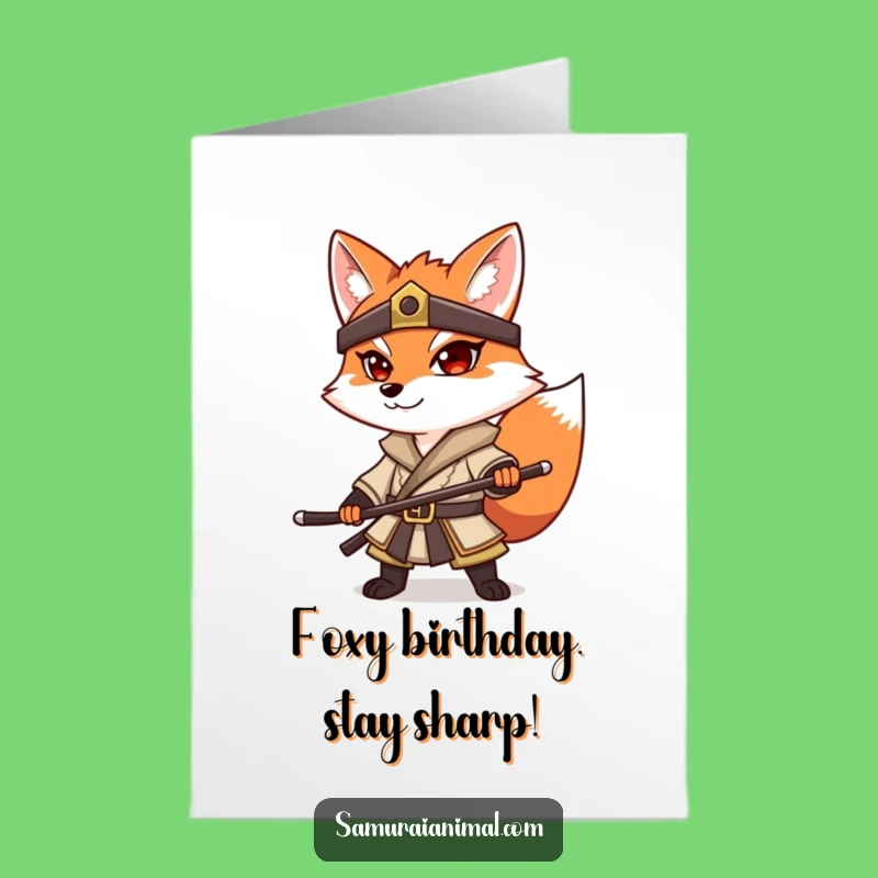 Free Printable Birthday Card: Fierce Samurai Fox - Bold Downloadable Gift