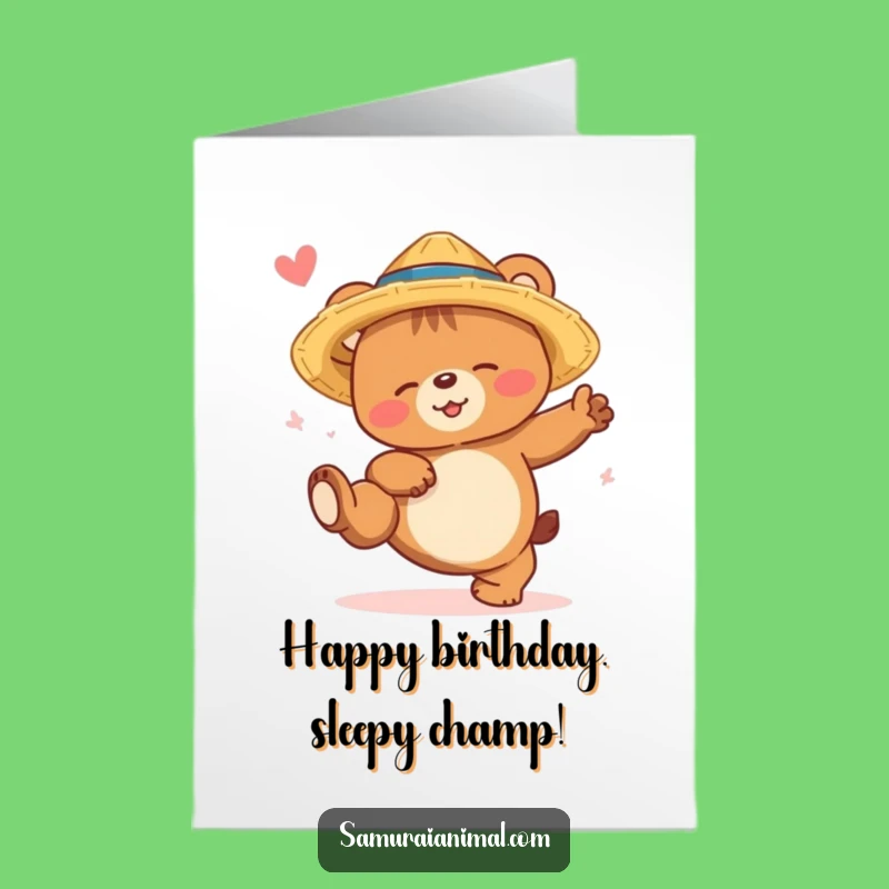 Free Printable Birthday Card: Sleepy Bear Kick, Joyful Downloadable Gift