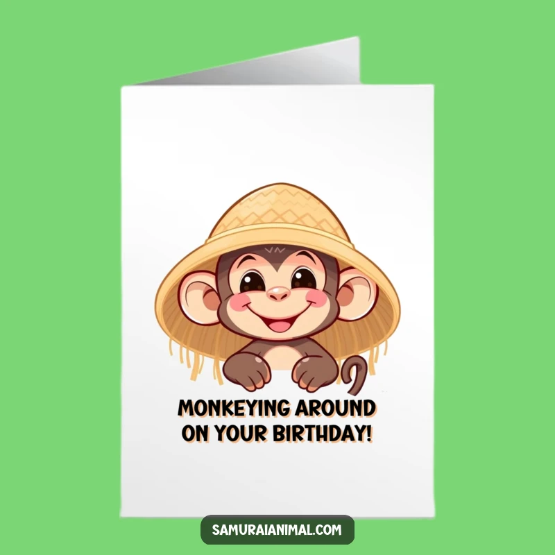 Free Printable Birthday Card: Sneaky Monkey Grin - Funny Downloadable Gift