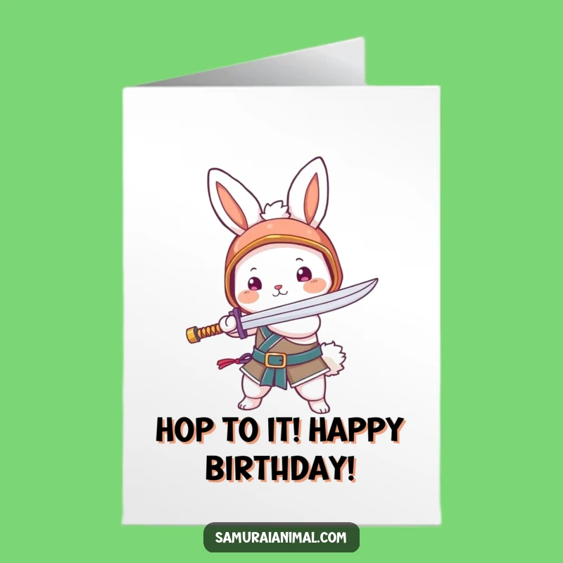 Free Printable Bunny Noodle Sword Birthday Card - Funny Downloadable Kawaii Greeting