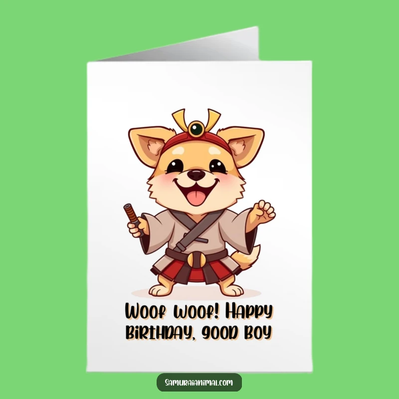 Free Printable Samurai Dog Birthday Card - Funny Downloadable Gift