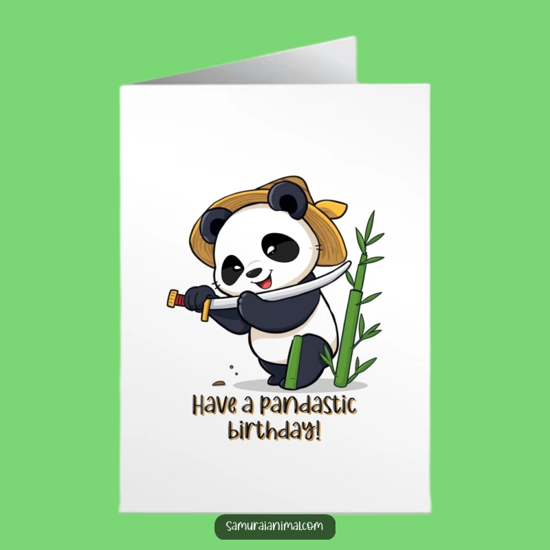 Funny Free Printable Birthday Card: Panda Bamboo Chopper, Downloadable Gift