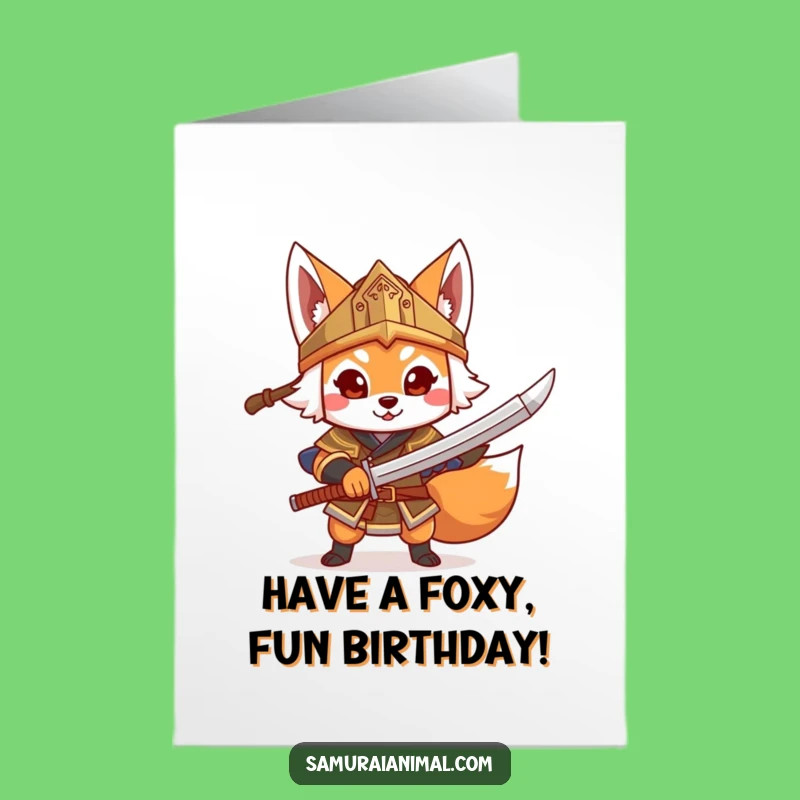 Free Printable Fox Warrior Birthday Card: Funny Toy Sword Fun DIY Downloadable Gift!