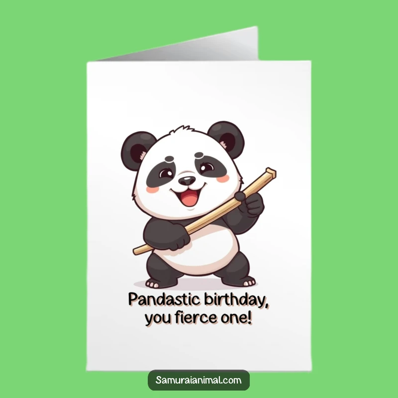 Free Printable Birthday Card: Panda Toothpick Warrior - Funny Downloadable Gift