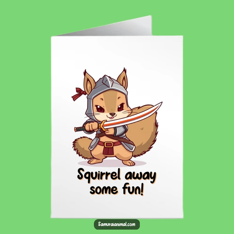 Free Printable Samurai Squirrel Birthday Card: Funny Animal Downloadable Gift!