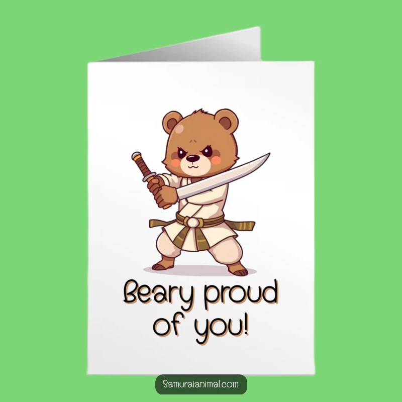 Free Printable Bear Cub Congrats Card - Sword Master Downloadable Gift