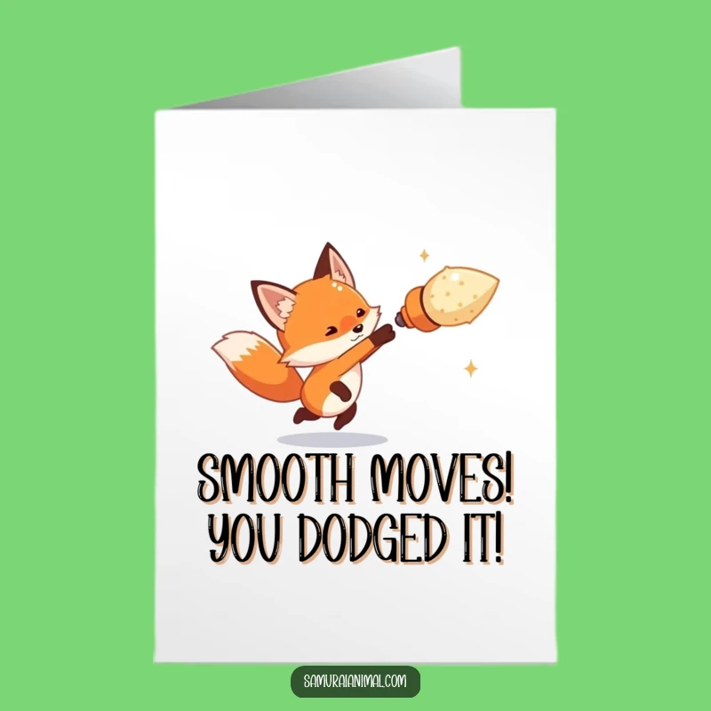 Free Printable Congrats Card: Dodging Fox - Humorous Downloadable Greeting