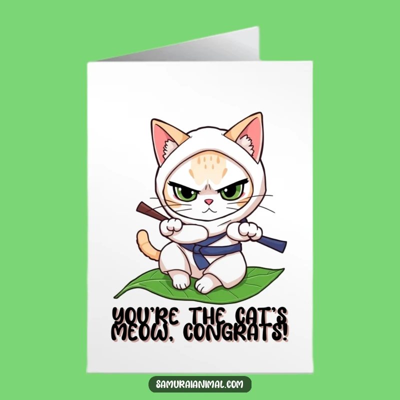 Free Printable Congrats Card: Ninja Cat Victory, Stealthy Roll, Funny Downloadable Gift