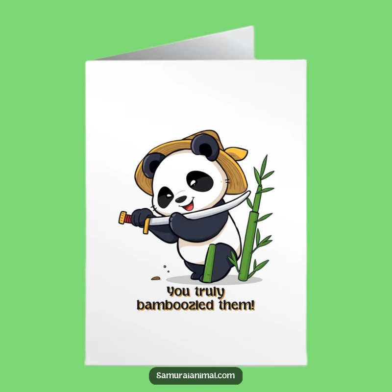 Free Printable Congrats Card: Panda Katana Champion, Funny Downloadable Gift