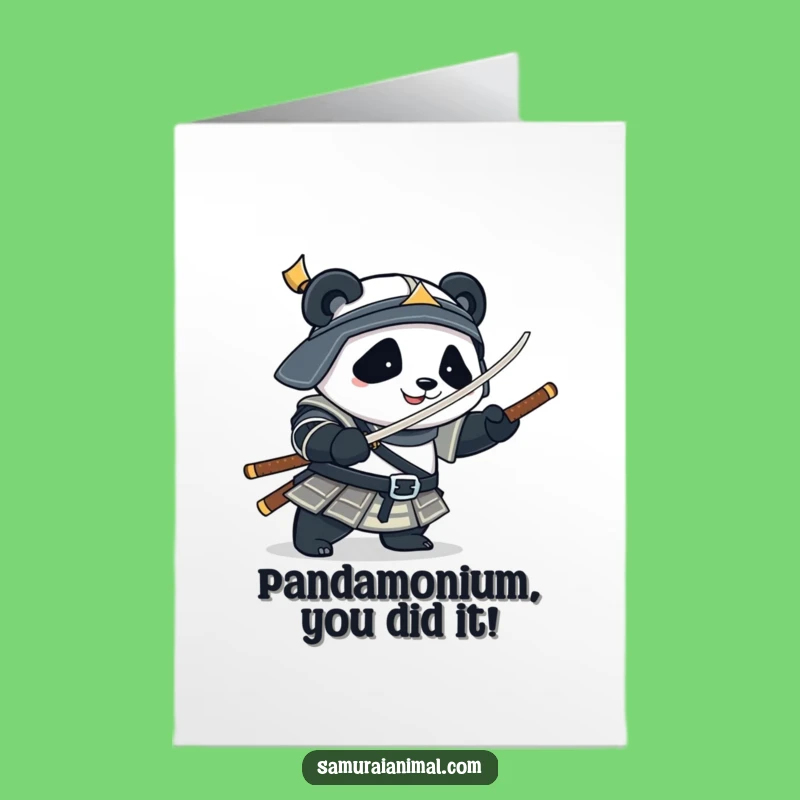Free Printable Congrats Card: Samurai Panda Power - A Humorous Downloadable Gift for Celebrating Success!