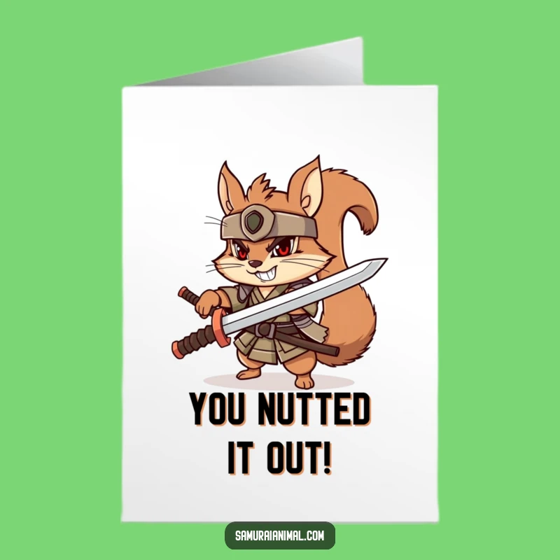 Free Printable Congrats Card: Squirrel Samurai Downloadable Victory