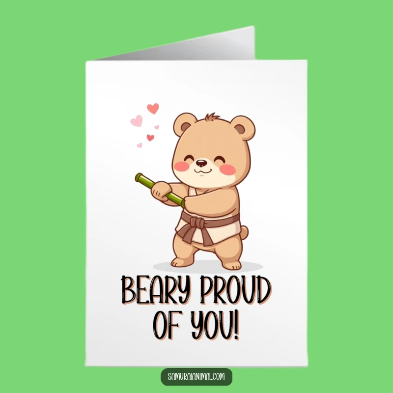 Free Printable Congrats Card: Sword Bear, Funny Downloadable Gift for Achievements