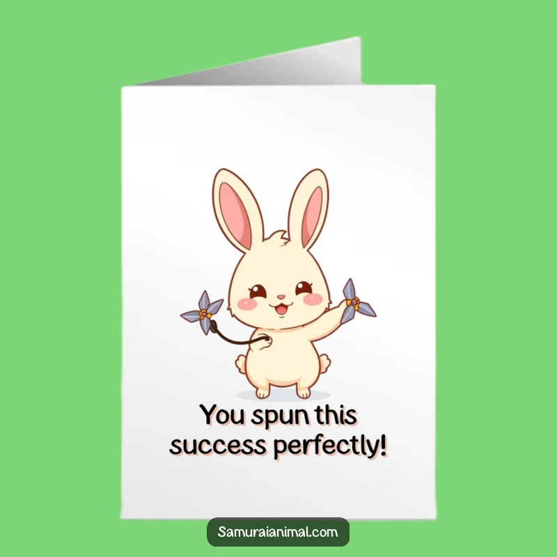 Free Printable Rabbit Congrats Card: Shuriken Spin Victory Downloadable Gift