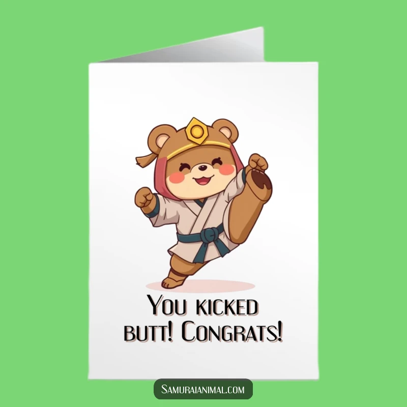 Free Printable Samurai Bear Congrats Card - Funny Downloadable Achievement Gift
