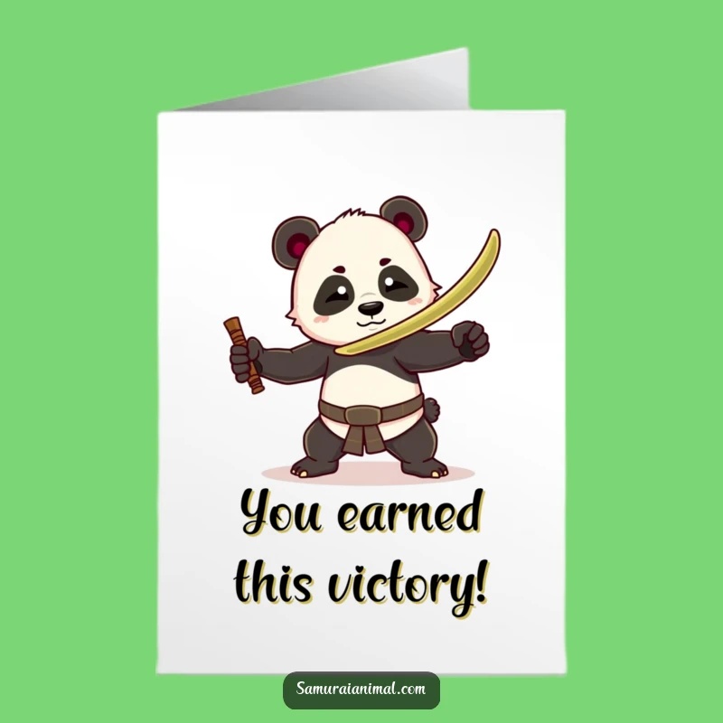 Free Printable Panda Congrats Card: Hilarious Bamboo Sword Warrior Downloadable