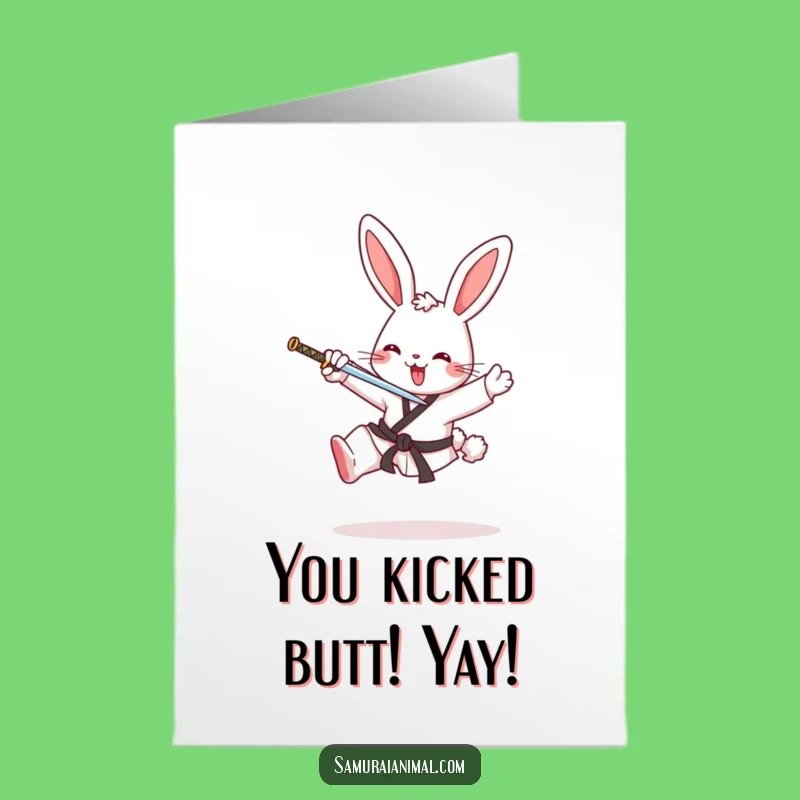 Free Printable Congrats Card: Karate Bunny, Funny Downloadable Gift for Victories