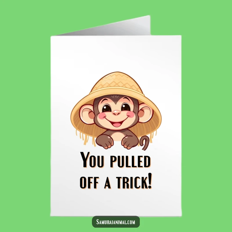 Free Printable Congrats Card: Monkey's Cheerful Peek - Funny Downloadable Gift