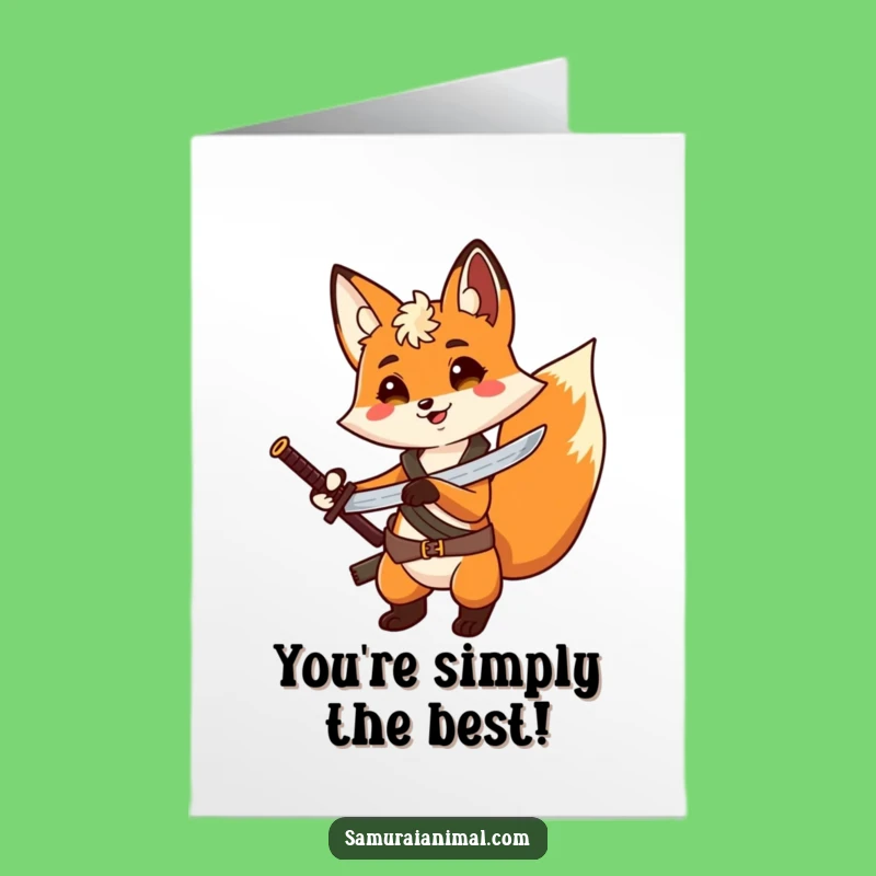 Free Printable Congratulations Card: Fox Swordsman's Triumph - Downloadable