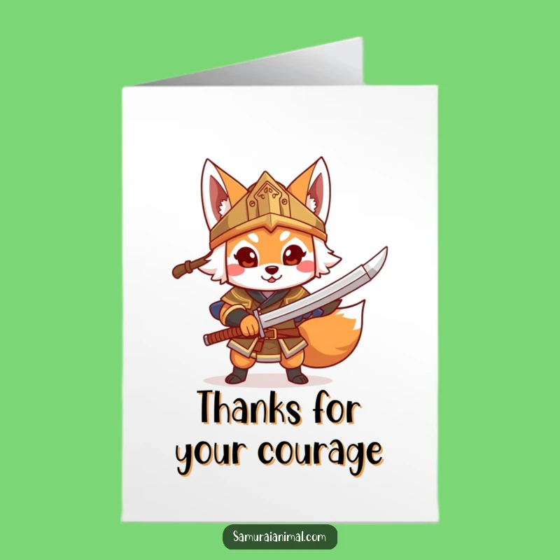 Free Printable Fox Warrior Thank You Card: Funny Toy Sword Gratitude DIY Downloadable Gift!