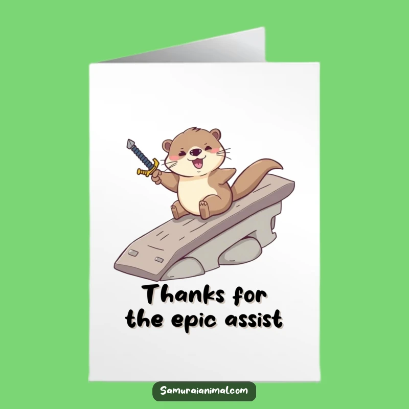 Free Printable Funny Otter Thank You Card - Sword Action Downloadable Gift