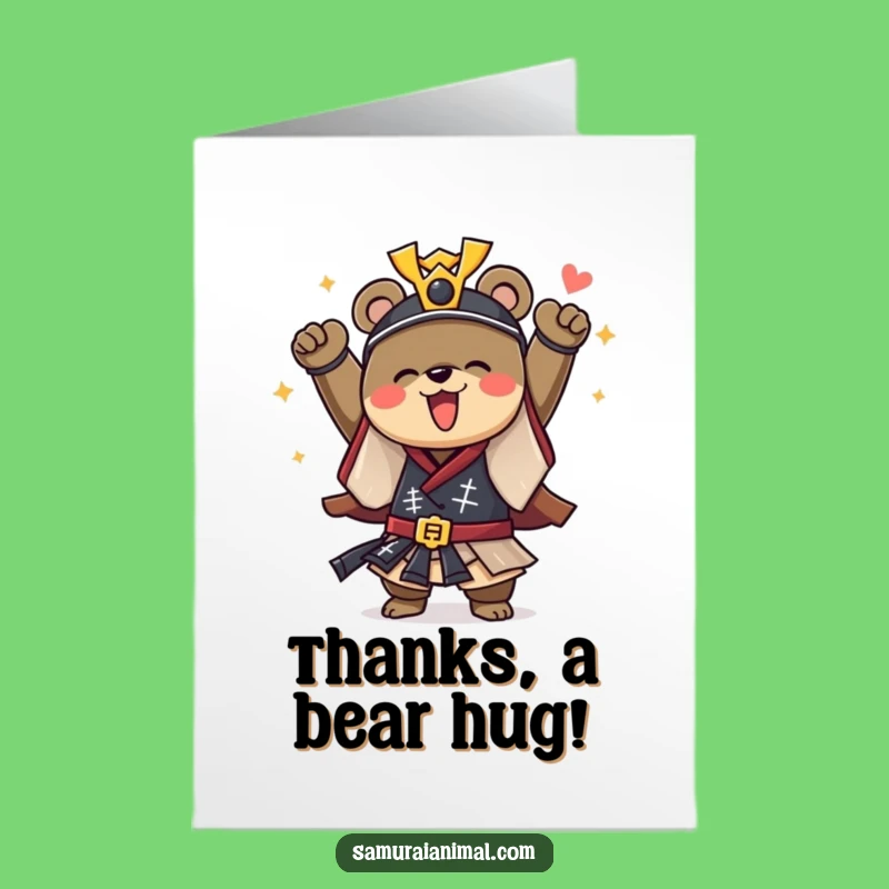 Free Printable Thank You Card: Samurai Bear Gratitude - Funny Downloadable Gift