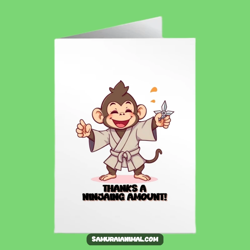 Free Printable Ninja Monkey Thank You Card: Playful Downloadable Appreciation!