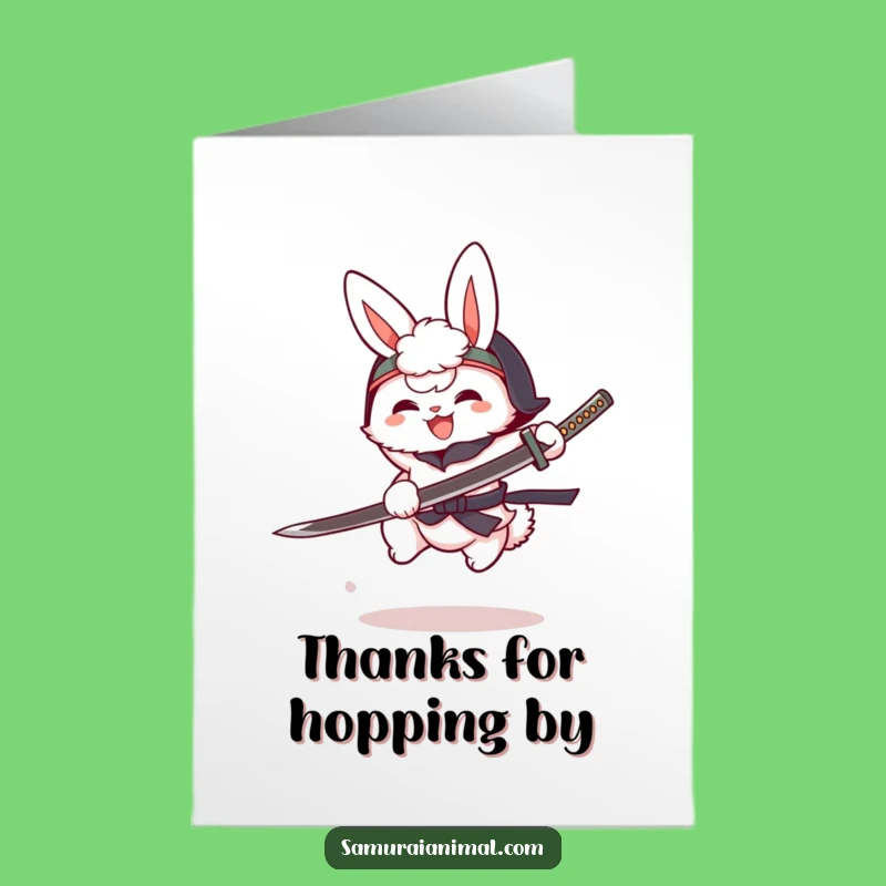 Bunny Samurai Free Printable Thank You Card - Humorous Cartoon Downloadable Gift
