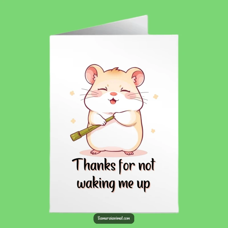 Free Printable Thank You Card: Sleepy Hamster Ninja Grateful Funny Card