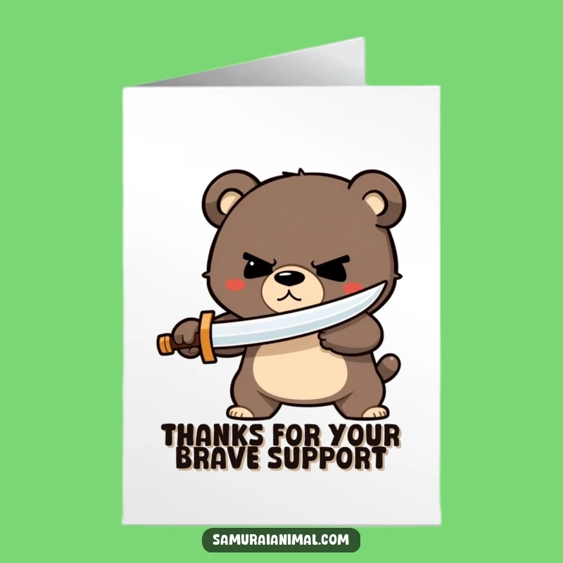 Bear Sword Thank You Card: Express Gratitude with this Funny Free Printable