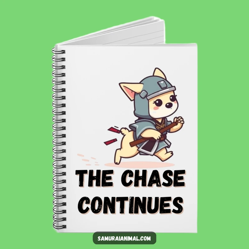 Funny Dog Samurai Notebook: Playful Tail Chase Warrior Journal Funny Gift