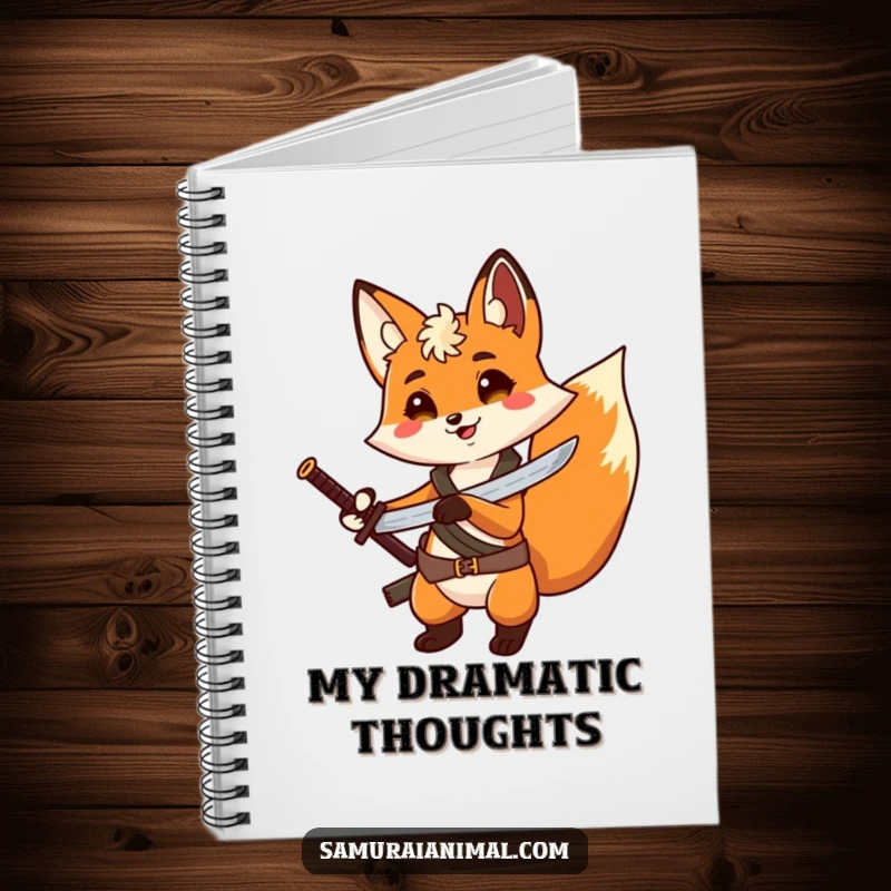 Funny Fox Hero Notebook: A lined notebook with a cover featuring a cheerful fox with a tiny sword, posing dramatically.