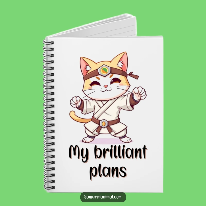 Funny Samurai Cat Notebook - Warrior Cat Journal for Cat Lovers