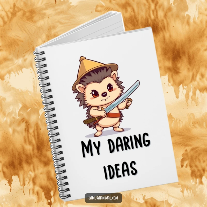 Funny Hedgehog Sword Notebook: A confident hedgehog poses with a sword, perfect for jotting down brave plans.
