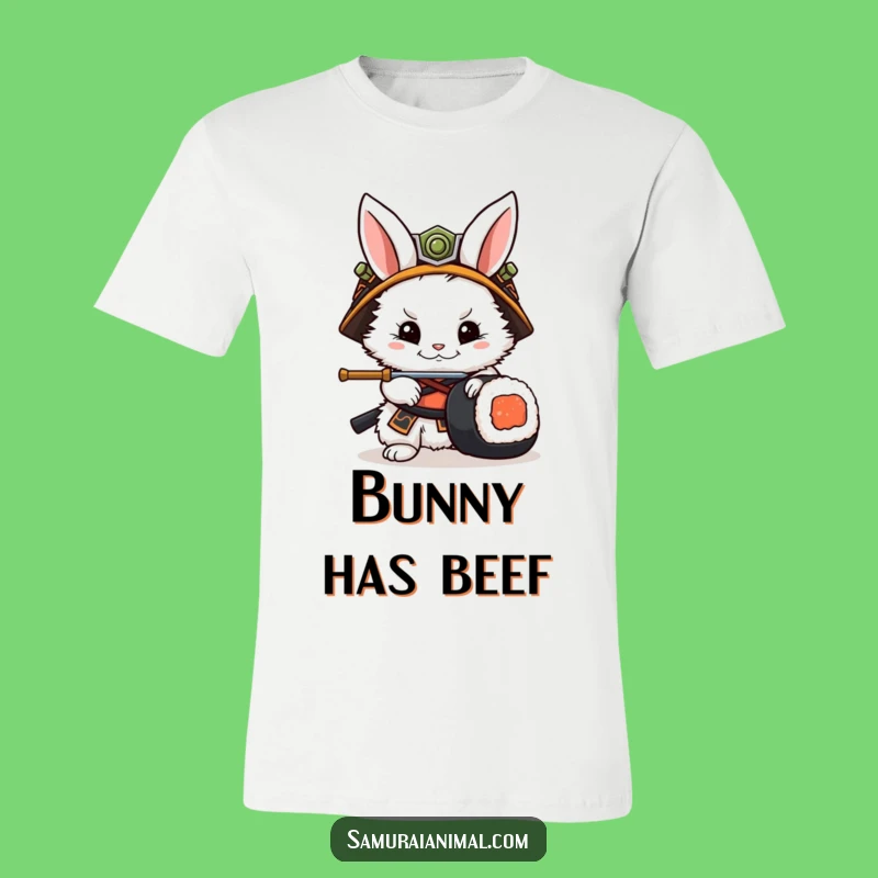 Funny Rabbit Samurai Tee: Hilarious T-Shirt for Sushi and Anime Fanatics