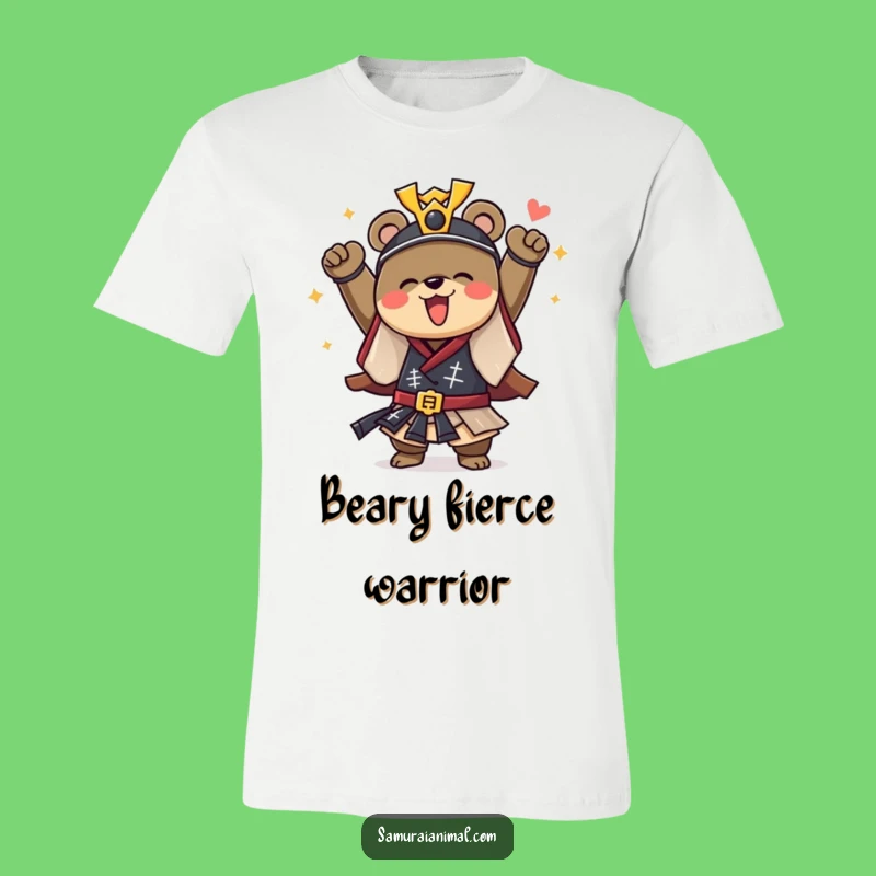 Funny Samurai Bear Tee: Courageous Warrior's Cheerful Shirt Gift