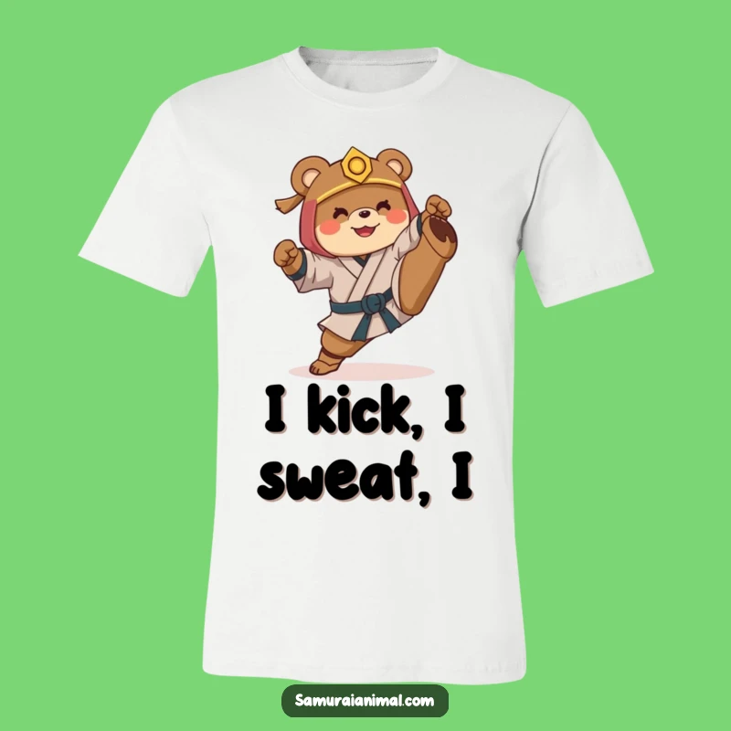 Funny Samurai Bear T-Shirt: Awkward High Kick Graphic Tee, Hilarious Gift