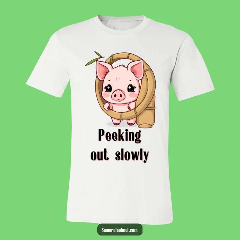 Funny Shy Piglet T-Shirt: Bamboo Shield Tee